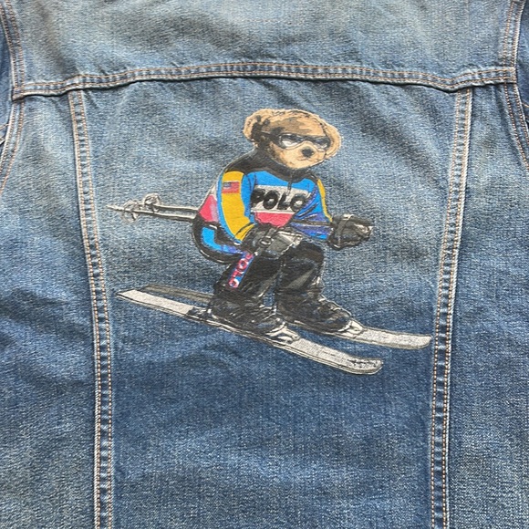 Polo Ralph Lauren Mens Alpine Racing Polo Ski Bear Denim Trucker Jacket Sz S New - Picture 11 of 16